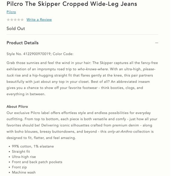 Anthropologie Pilcro Wide Leg Crop Jeans 18W The Skipper White High Rise Womens - Picture 15 of 15